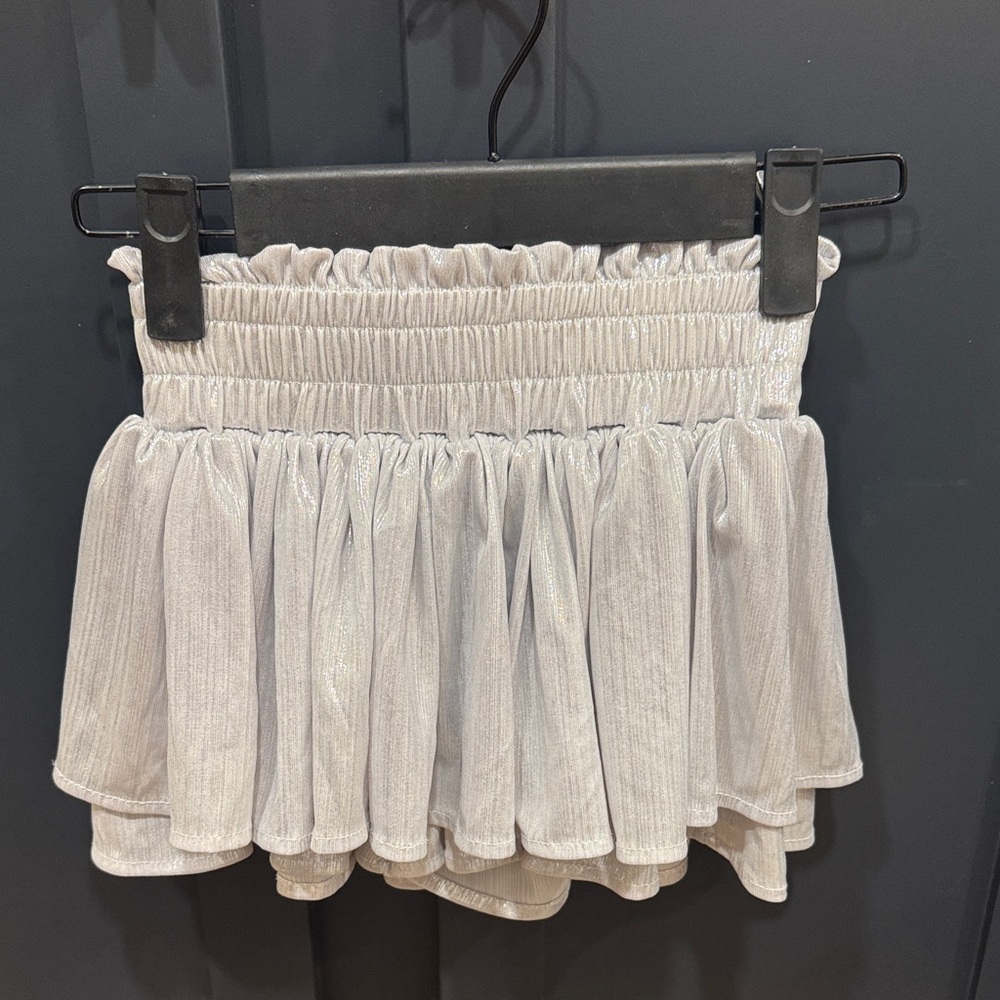 Lola + The Boys Silver Ruffled Skirt